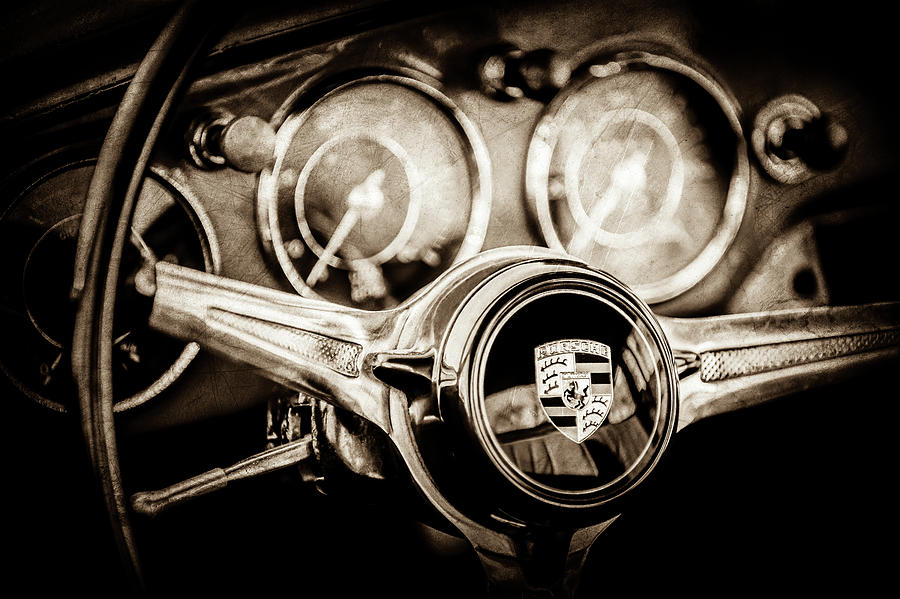 Porsche Super 90 Steering Wheel Emblem -1537s Photograph by Jill Reger