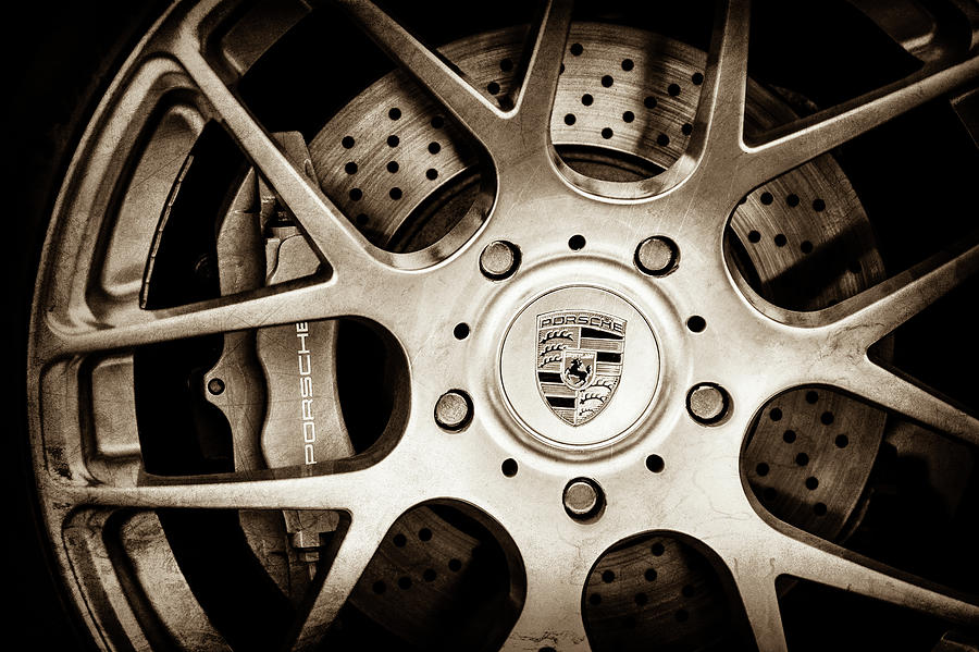 Porsche Wheel Emblem -1323s Photograph by Jill Reger