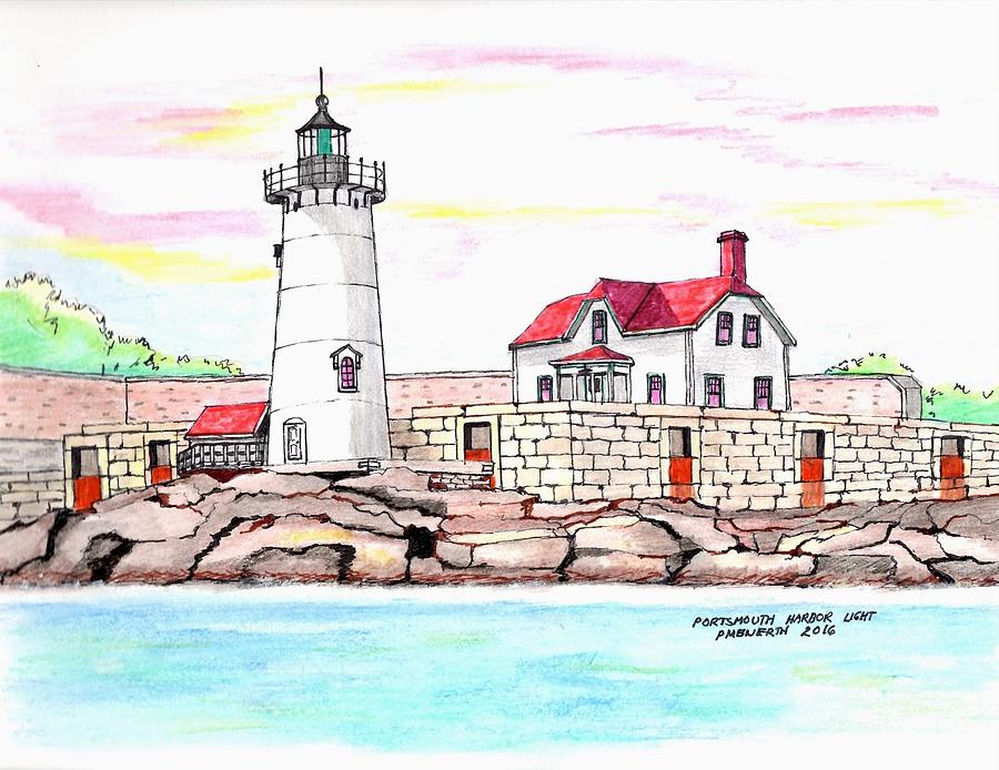 Porstmouth Harbor Lighthouse Drawing by Paul Meinerth