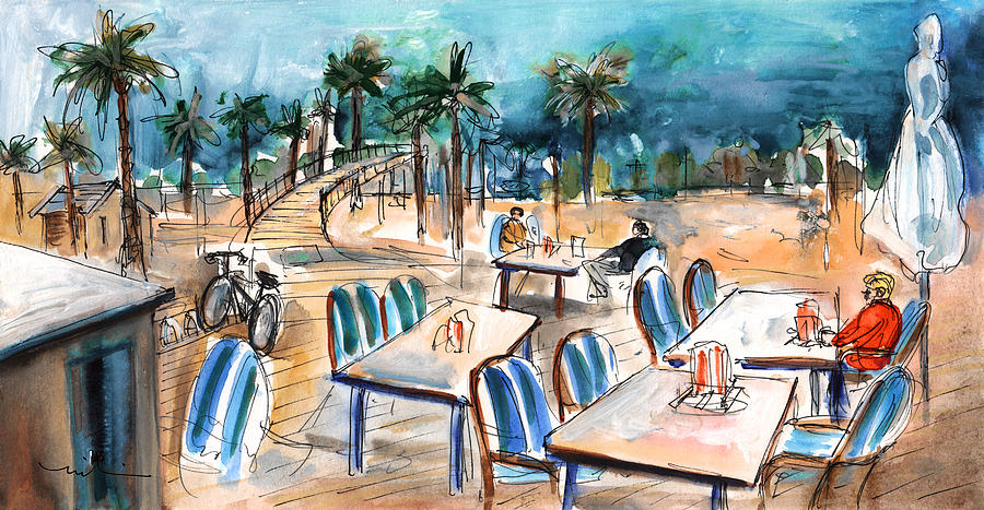 Beach Painting - Port Alcudia Beach Cafe by Miki De Goodaboom