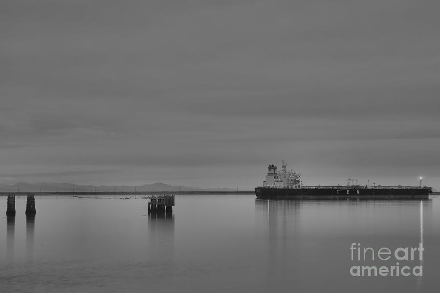 Port Angeles Shipping Black And White Photograph by Adam Jewell