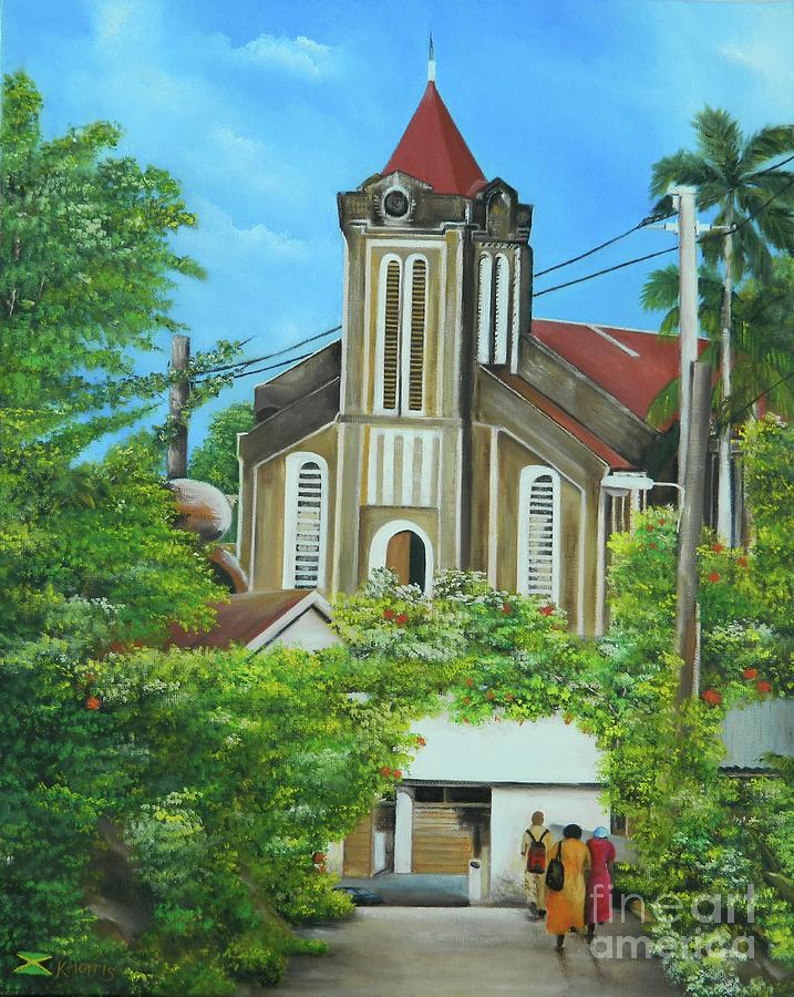  Port Antonio Anglican Church Painting by Kenneth Harris