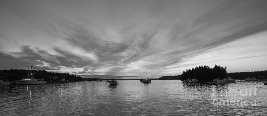 Boat Photograph - Port Clyde Sunset BW by Michael Ver Sprill