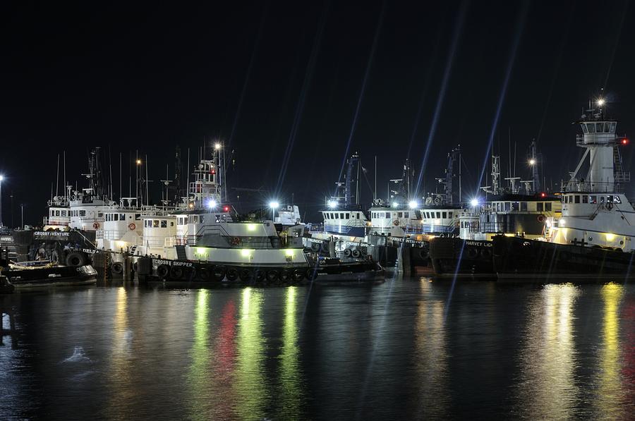 Port Fourchon Tugboats at Night Photograph by Bradford Martin