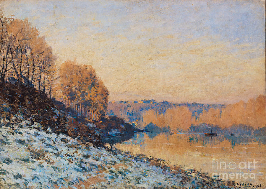 Winter Painting - Port Marly White Frost by Alfred Sisley