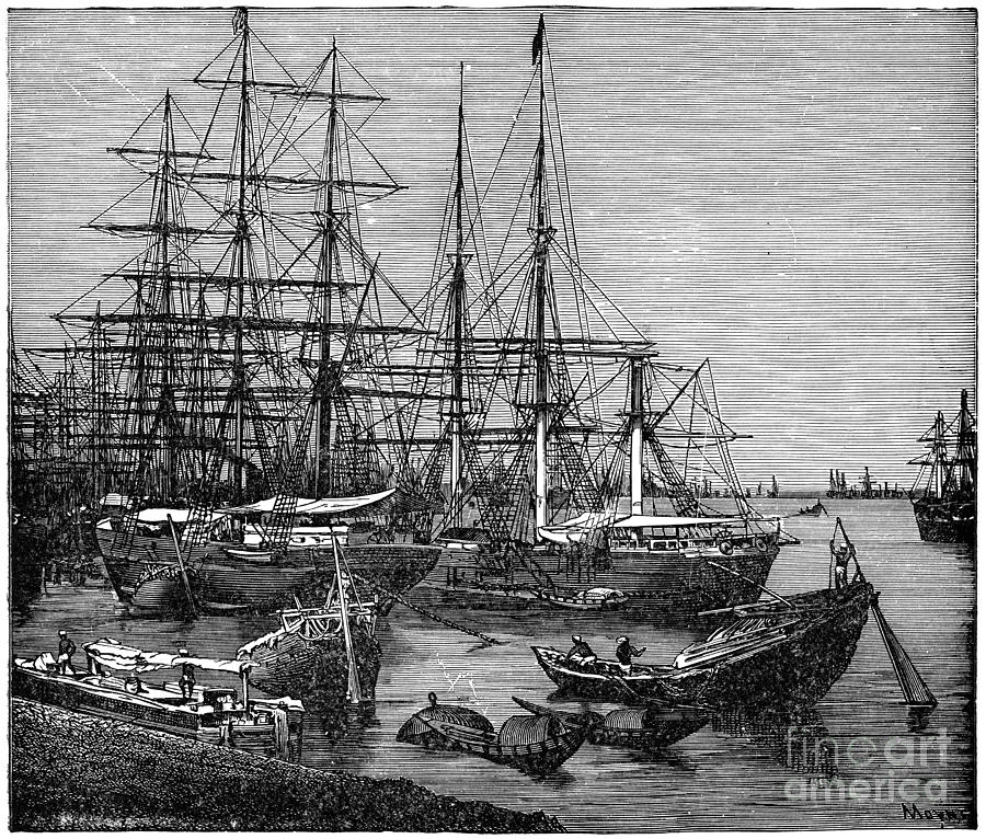 PORT OF CALCUTTA, c1894.  Drawing by Granger