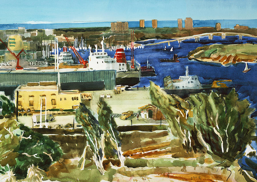 Port of Palm Beach Harbor Painting by Thomas Tribby