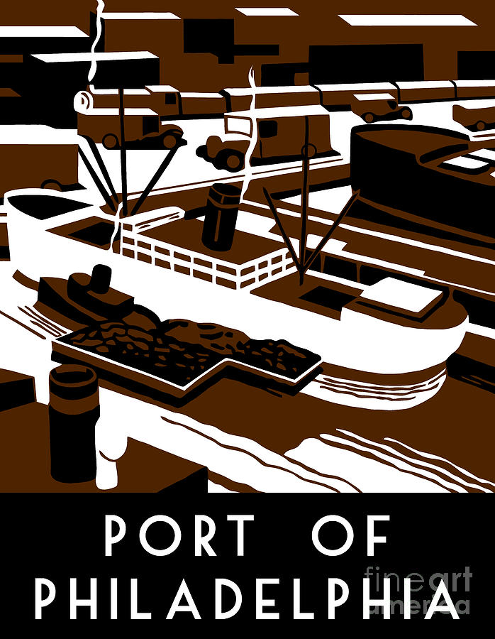 Port of Philadelphia Drawing by Heidi De Leeuw