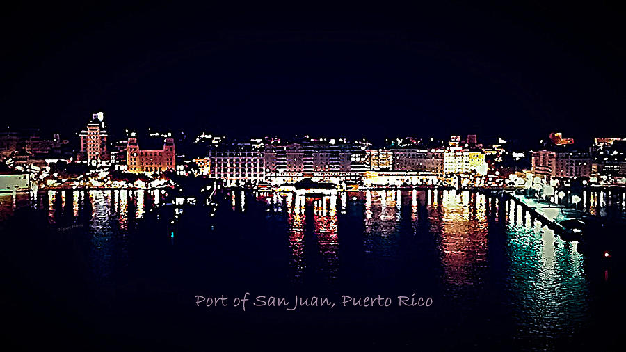Port of San Juan Night Lights Photograph by DigiArt Diaries by Vicky B Fuller