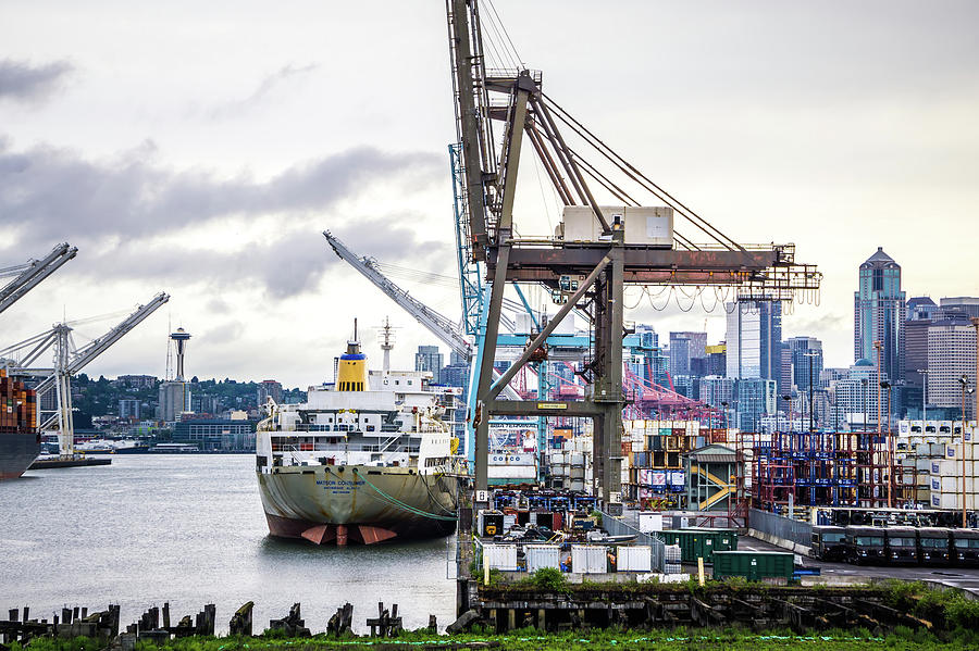 Port Of Seattle With Downtown Skyline Early Morning Photograph by Alex Grichenko