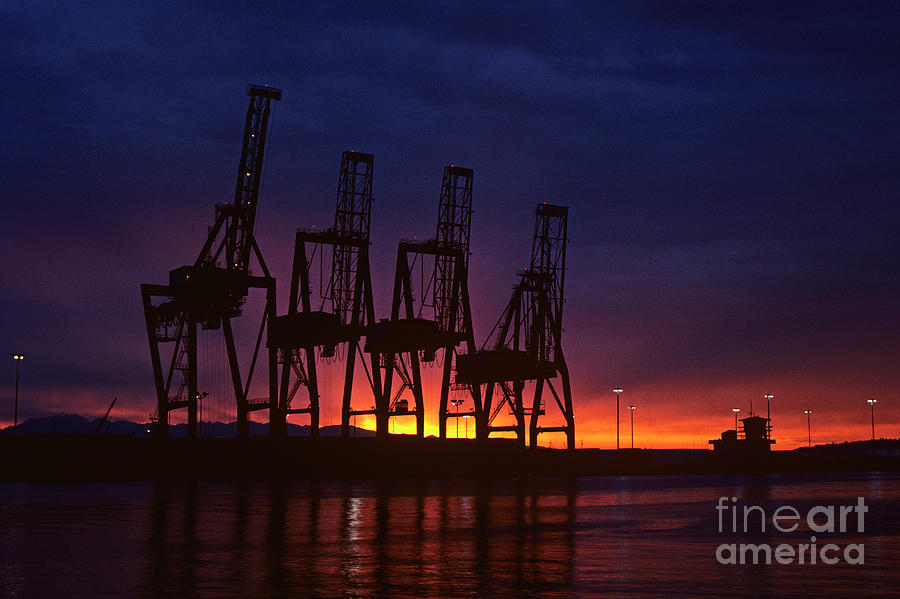 Port of Tacoma Retro Image Sunset Photograph by Jim Corwin