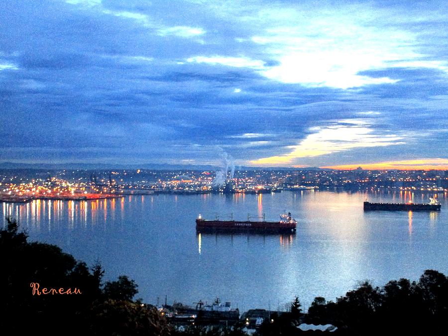 Port Of Tacoma W A At Sunset Photograph by A L Sadie Reneau