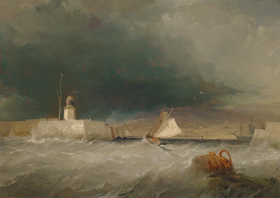 Port on a Stormy Day by George Chambers, 1835 Painting by Celestial Images