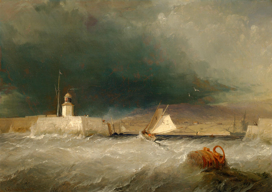 Port on a Stormy Day Painting by George Hyde Chambers