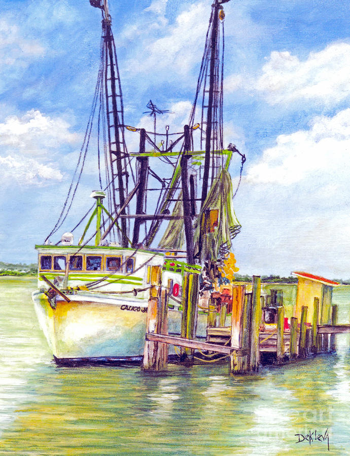 Vintage Painting - Port Orange Shrimper by Joe Dekleva