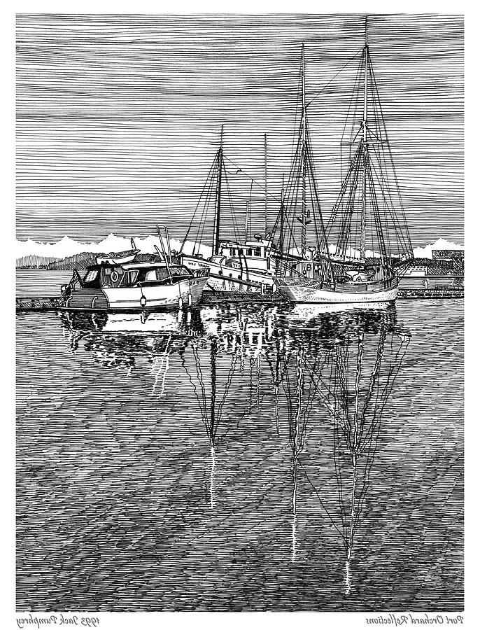 Port Orchard Marina Drawing by Jack Pumphrey