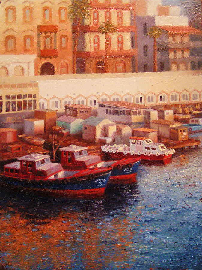Boat Painting - Port Said at Dawn by Timothy Jones