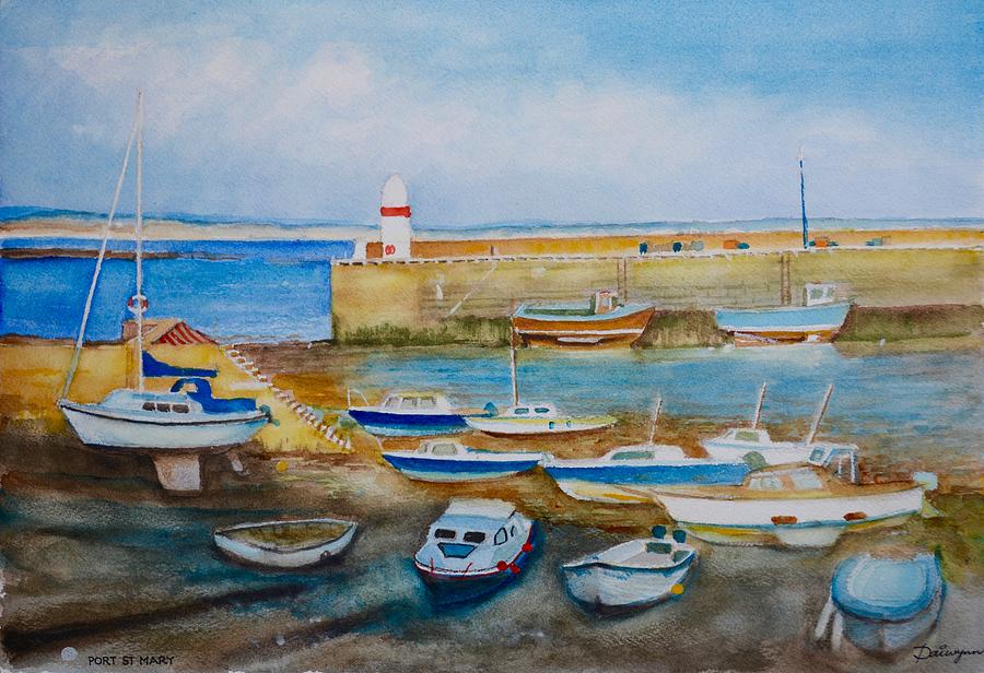 Port St Mary Harbour Isle of Man Painting by Dai Wynn