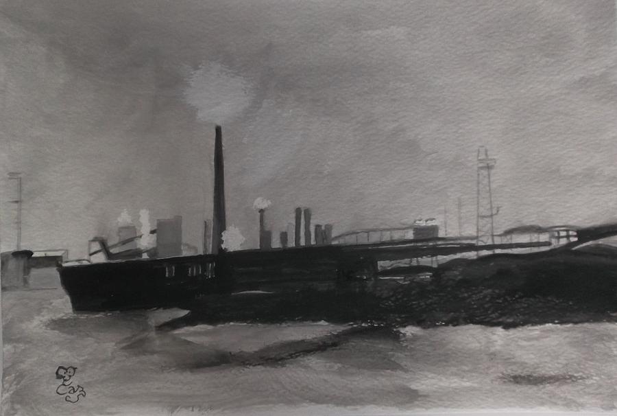 Port Talbot Steel Works Painting by Carole Robins