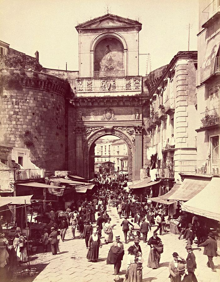 Napoli Capitale:Porta Capuana Entrata Garibaldini di Avellino.Passepartout.1860 