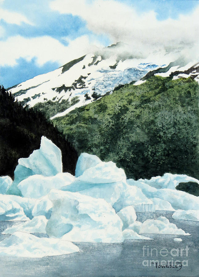 Mountain Painting - Portage icebergs by Frank Townsley