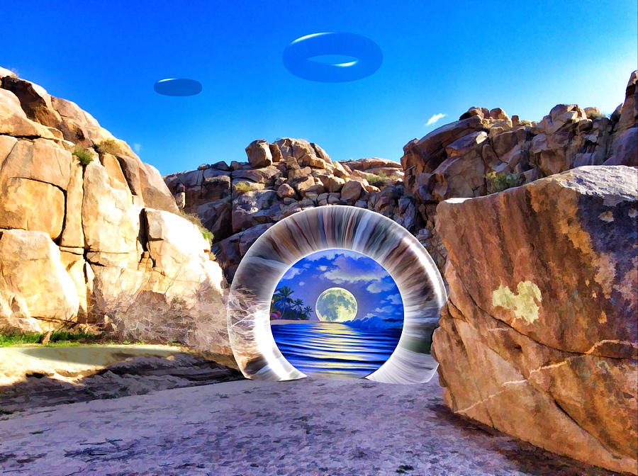 Surrealism Mixed Media - Coyote Canyon Portal by Snake Jagger