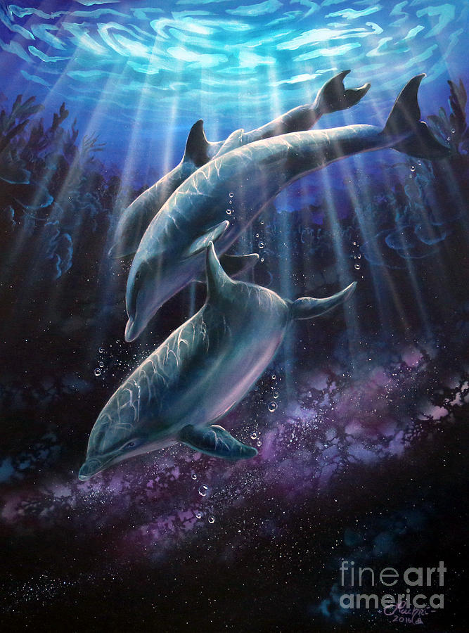 Dolphin Painting - Portal by Lachri