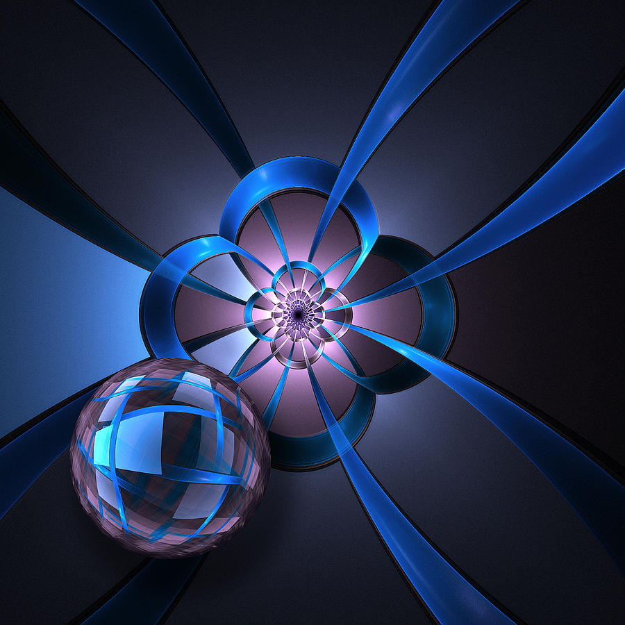 Abstract Digital Art - Portal with Blue Glass Ball by Pam Blackstone