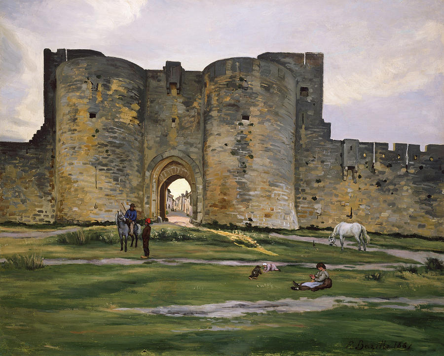 Jean Frederic Bazille Painting - Porte de la Reine at Aigues-Mortes by Frederic Bazille