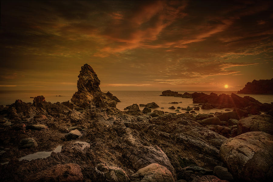 Porth Saint Beach at Sunset. Photograph by Andy Astbury
