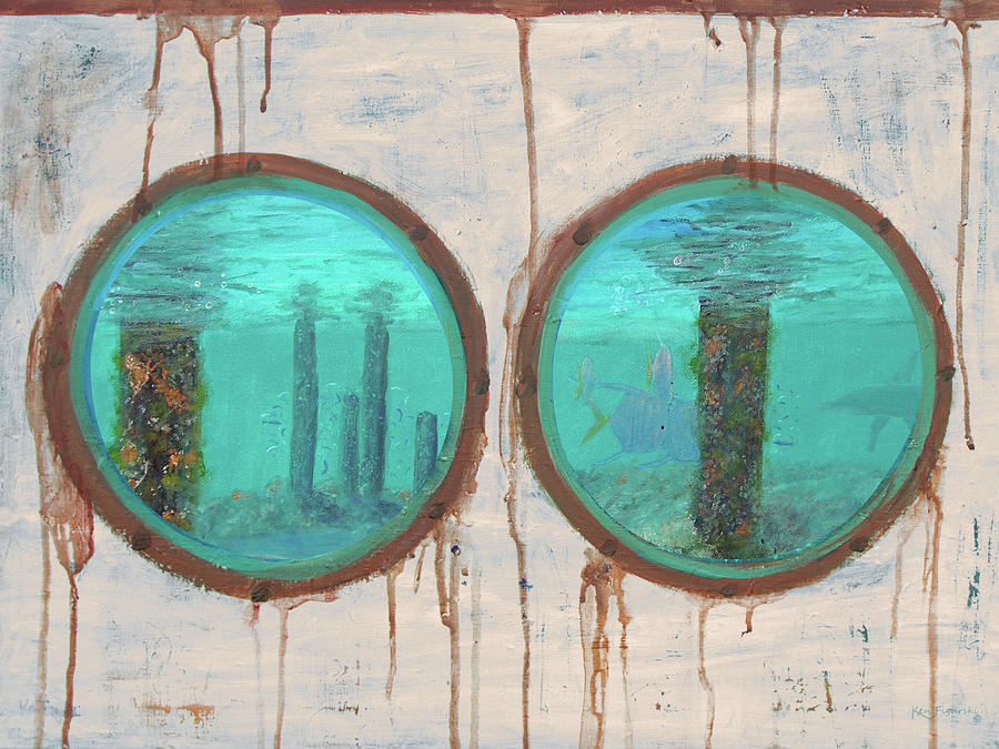 Porthole Reef Painting Mixed Media by Ken Figurski