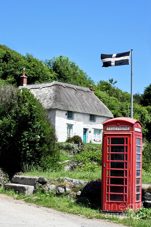 Porthoustock Thatch and Telephone Box Photograph by Terri Waters