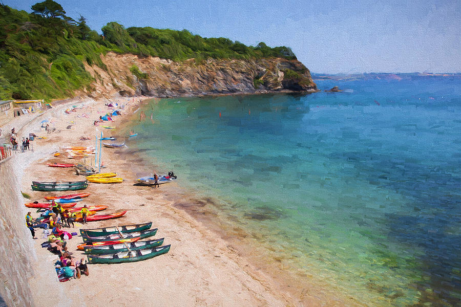 Porthpean Beach Cornwall England Near St Austell With Blue Sea On A ...