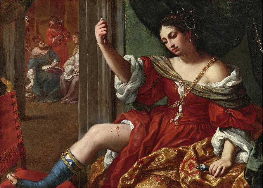 Portia wounding her Thigh Painting by Elisabetta Sirani