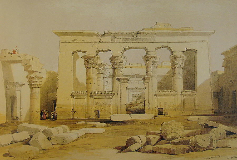 Portico of the Temple of Kalabshe, Nubia Painting by David Roberts