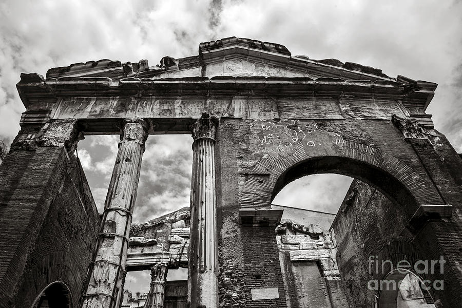 Black And White Photograph - Porticus Octaviae in Rome by Diane Diederich
