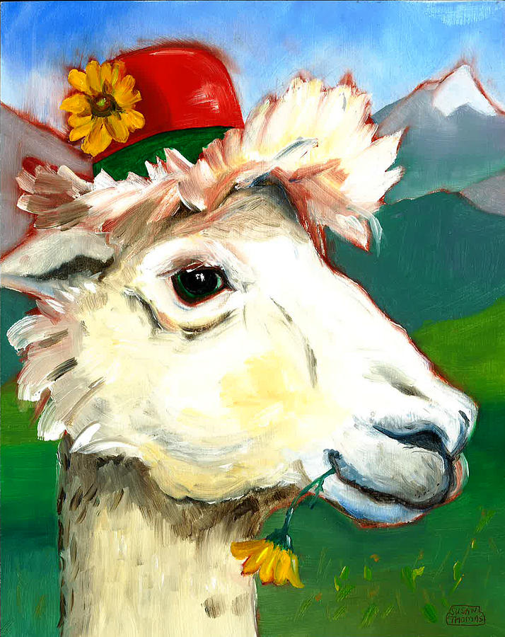 Portland Alpaca Painting by Susan Thomas