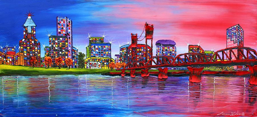 Portland City Lights #106 Painting by Dunbars Modern Art Portland City Lights #106 Painting by Dunbars Modern Art