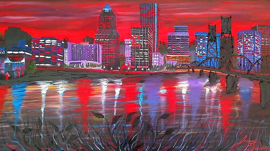 Portland City Lights 2 Painting by James Dunbar