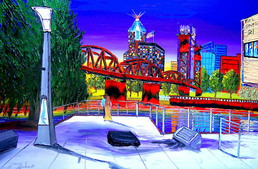 Portland City Lights 62 Over Fire Station #21 Painting by James Dunbar
