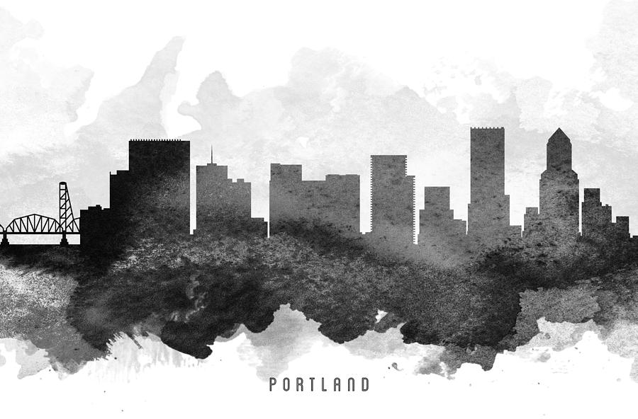 Portland Painting - Portland Cityscape 11 by Aged Pixel