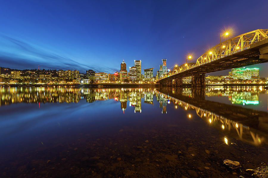 Portland Downtown Blue Hour Photograph by David Gn