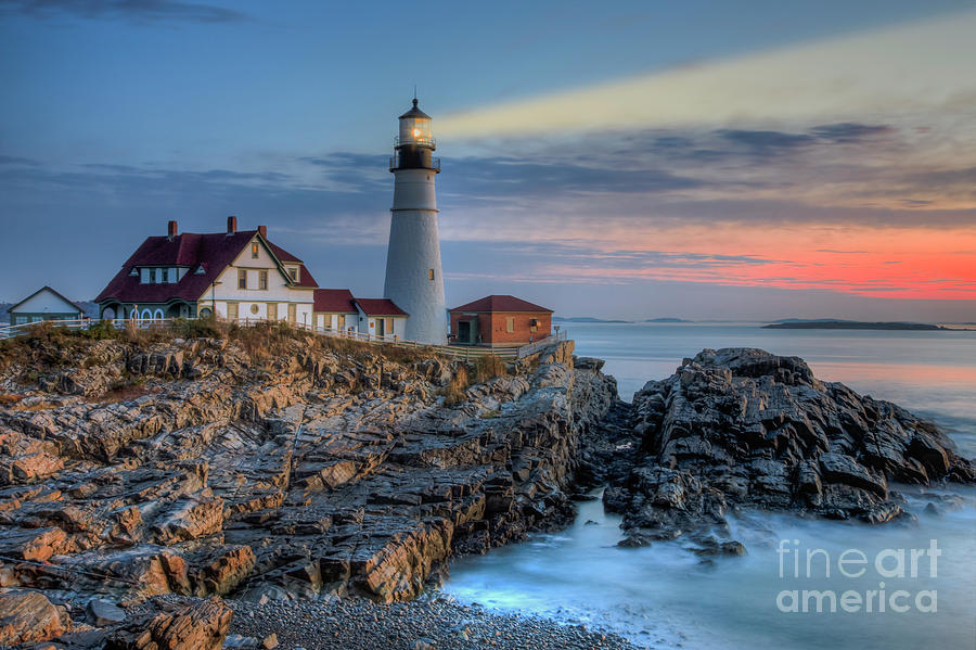 Lighthouse Photograph - Portland Head Light at Sunrise I by Clarence Holmes