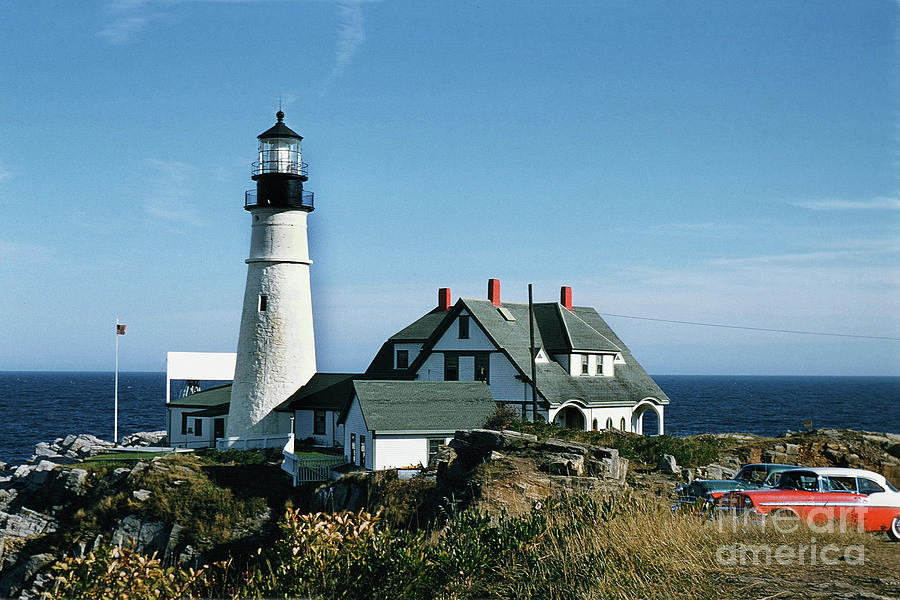 Portland Photograph - Portland Head Light, Cape Elizabeth, Maine 1957 by Monterey County Historical Society