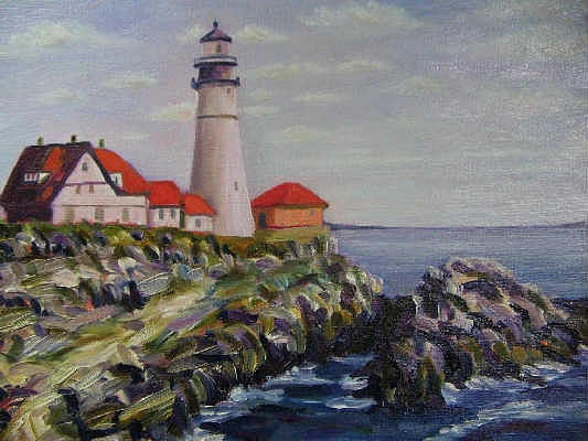 Lighthouse Painting - Portland Head Light House by Richard Nowak