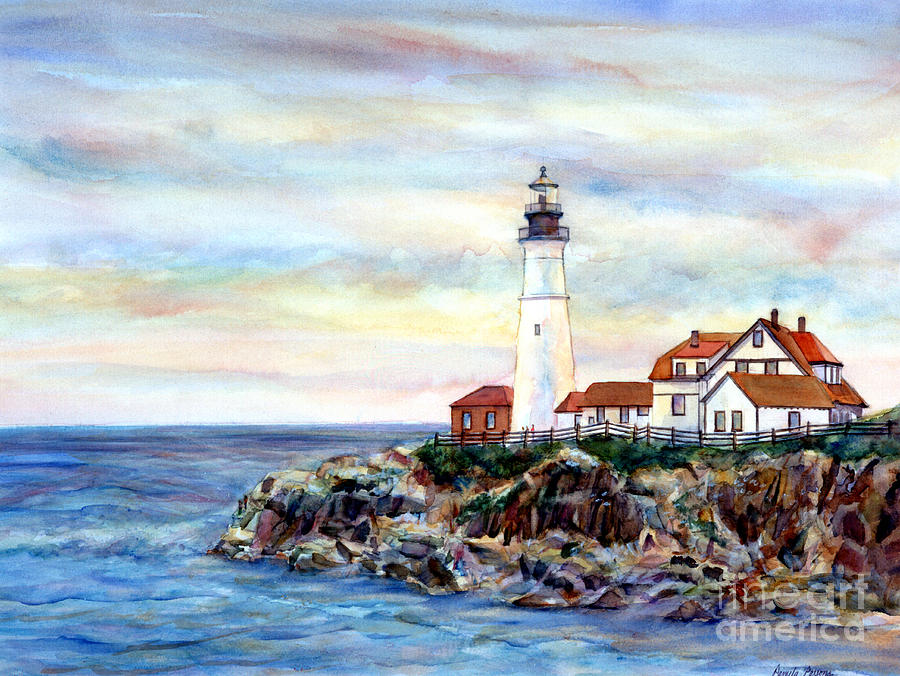 Portland Head Light in Maine Painting by Pamela Parsons