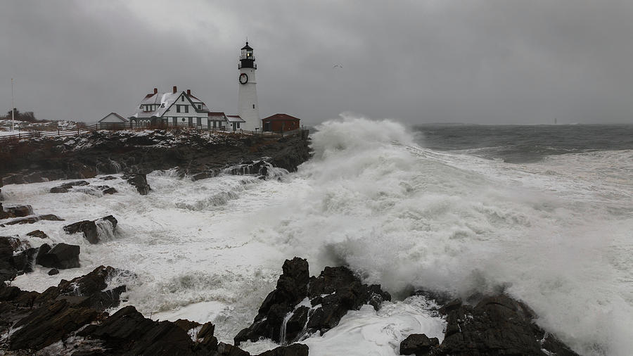 Portland Head Light Noreaster Photograph by Colin Chase