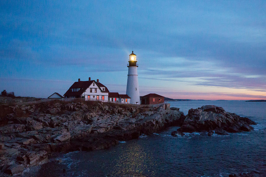 Portland Head Lighthouse at Dawn Photograph by Allan Morrison