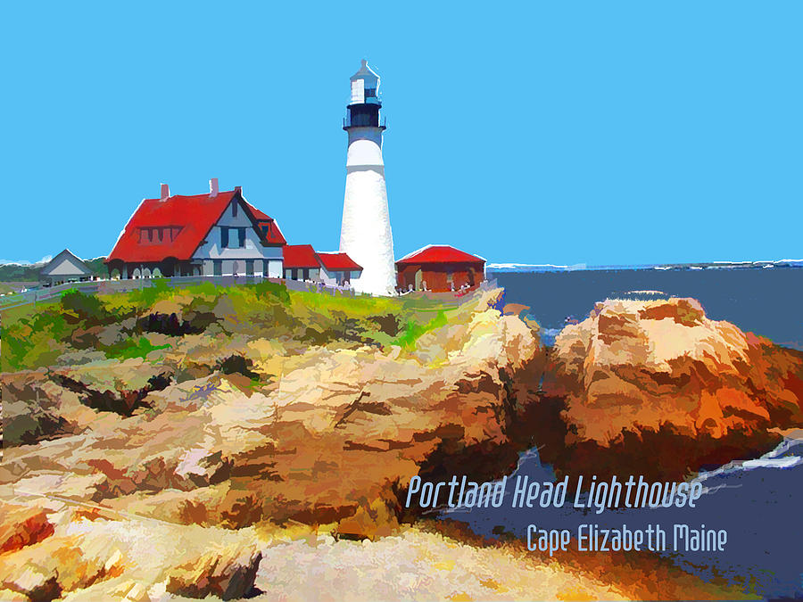 Nature Painting - Portland Head Lighthouse Cape Elizabeth MAINE by Elaine Plesser