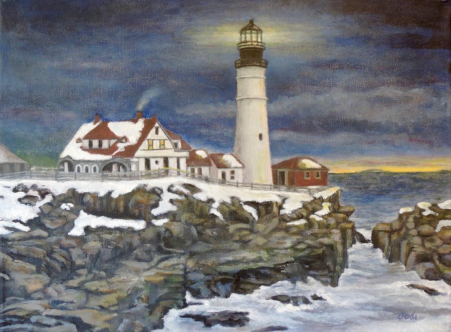 Portland Head Lighthouse  Painting by Jodi Higgins